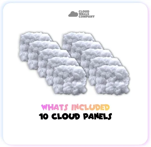 Vista 8 de Paneles de pared de nube esponjosa Juego de techo de nube LED - Paneles 3D para despegar y pegar 10 paneles - Paneles de pared acústicos