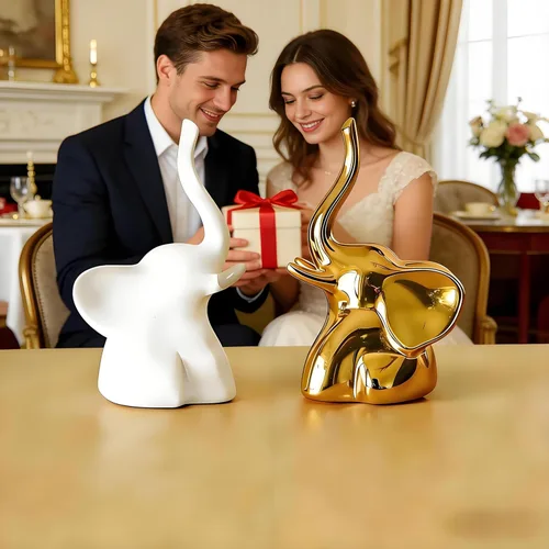 Vista 8 de Decoración del hogar para estantes, estatuas de elefante, 1 par, pequeños detalles decorativos para estantes, mesa de oficina, estantería