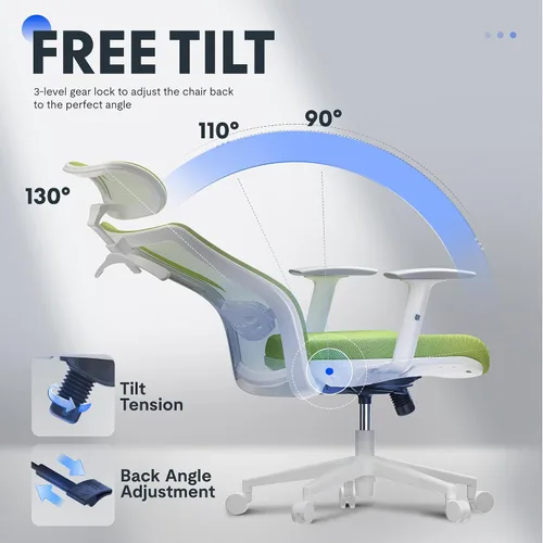 Vista 6 de FLEXISPOT Silla de oficina ergonómica clásica con respaldo alto, silla giratoria para computadora, sillas de escritorio ejecutivas, con soporte