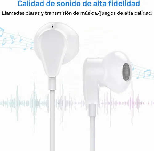 Vista 2 de Auriculares USB C para iPhone Air 17 Pro Max 16 16e 15 Plus para Samsung S25 S24 S23 FE S22 S21 A17 Galaxy Z Flip Type C Auricular con control