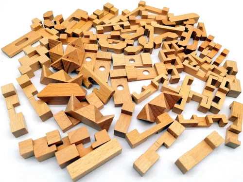 Vista 7 de Guaishou Rompecabezas de madera pequeños 10 en uno 3D Kongming Lock IQ Test Toy para adolescentes y adultos