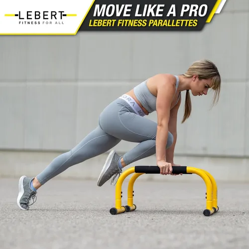 Vista 7 de Lebert Parallette Bars - Equipo de entrenamiento de peso corporal resistente para inmersiones, flexiones, sesiones en L y entrenamientos de núcleo