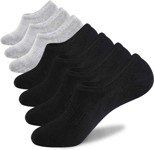Vista 7 de WANDER No Show Socks Mens 7 Pair Thin Non Slip Invisible Cotton Durable Sox 7 gris oscuro.