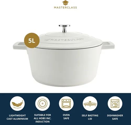 Vista 2 de MasterClass - Cazuela de aluminio fundido para crema, 11.0 in, 5 litros, caja de regalo