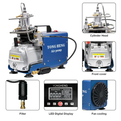 Vista 5 de YONG HENG 4500Psi/30Mpa/Bomba de compresor de aire de alta presión, pantalla LCD, bomba de compresor de aire Pcp, versión de parada automática