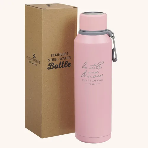 Vista 6 de Christian Art Gifts Botella de agua aislada de acero inoxidable de doble pared sellada al vacío para mujeres: Be Still & Know, Salmo 46:10