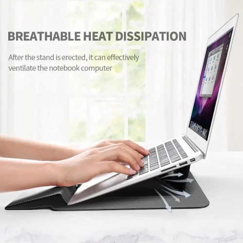 Vista 9 de 13 14 Inch Laptop Sleeve Case Waterproof Leather Case with Adjustable Stand Compatible with MacBook Air/Pro 13-13.3 inch / 2021 Mac MacBook 14inch