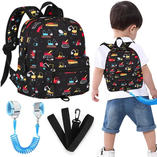 Vista 9 de Accmor Mochila para niños pequeños con correa, lindas mochilas para niños con eslabón de muñeca antipérdida, mini mochila para bebé, arnés
