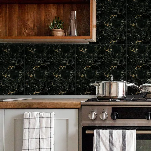 Vista 11 de 12 calcomanías de vinilo esmerilado para transferencia de salpicaduras en muro, autoadhesivas para suelo de cocina y baño, oro imperial, 6 x 6