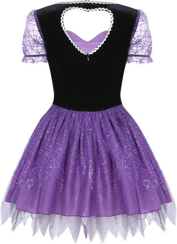 Vista 6 de ACSUSS Disfraz de bruja malvada para mujer, color morado
