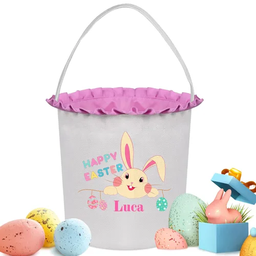 Vista 18 de Cestas de Pascua personalizadas para niños y niñas, cestas de conejo de Pascua personalizadas para niños, cesta de caza de huevos de Pascua, regalos
