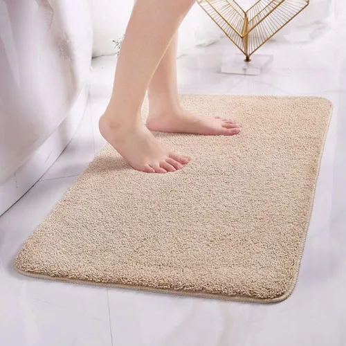 Vista 7 de Alfombra de baño de 16 x 24 pulgadas, microfibra de felpa lanuda absorbente de agua, lavable a máquina, antideslizante y suave, color azul oscuro
