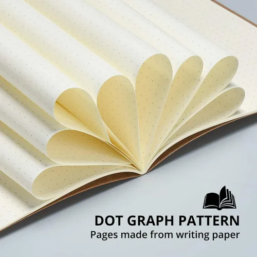 Vista 3 de TWONE Cuaderno, paquete de 6 cuadernos de papel kraft de tapa blanda, cuadrícula de puntos, cuadernos para oficina, escuela, negocios, trabajo