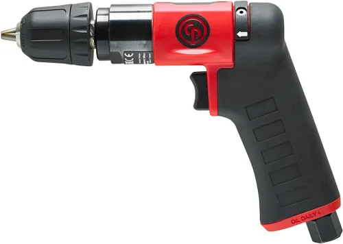 Vista 6 de Chicago Pneumatic CP7300RC - Taladro de potencia neumática, 1/4 de pulgada (0.256 in), reversible, mandril con llave, mango de pistola, 0.31 HP