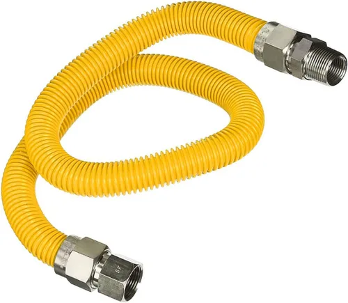 Vista 9 de Conector de gas de acero inoxidable con revestimiento amarillo de 18 pulgadas, conector de manguera de gas flexible de 1 pulgada de diámetro