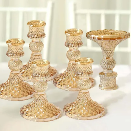 Vista 21 de Efavormart - Candelabro de acrílico transparente con 9 brazos, soporte para velas con base cuadrada, 4 pies de alto