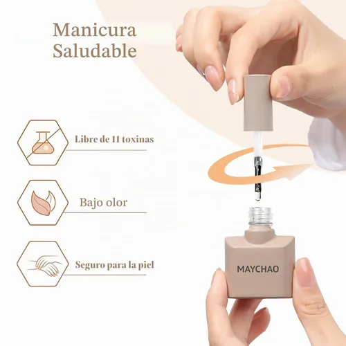 Vista 4 de MAYCHAO Juego de 2 esmaltes de uñas de gel de 0.5 onzas líquidas, base transparente y capa superior brillante que no se limpia, lámpara de uñas LED