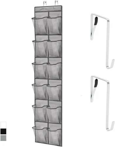 Vista 30 de Gorilla Grip - Zapatero para colgar en la puerta, 24 bolsillos de malla para sostener hasta 40 libras, organizador para parte trasera del armario