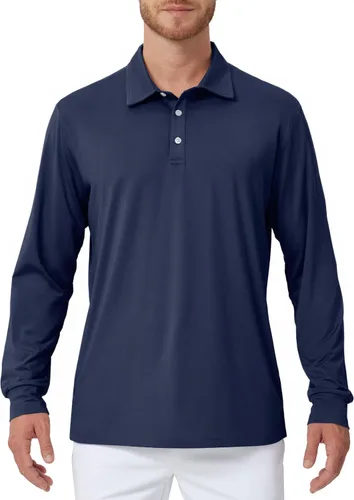 Vista 65 de NAVISKIN Camisas polo de manga larga para hombre, camisas de golf con cuello UPF 50 SPF para hombre, secado rápido, absorbe la humedad