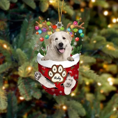 Vista 227 de Adornos personalizados de Pug cervatillo – Decoración personalizada para árbol de Navidad con patas de bolsillo de nieve