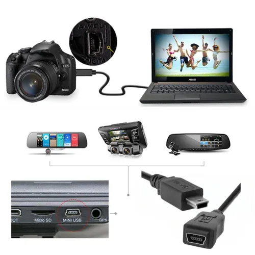 Vista 3 de chenyang Mini USB Cable de Extensión USB 2.0 Mini USB 5Pin Macho a Hembra Adaptador de Cable de Extensión de Alimentación de Datos 1.6 pies