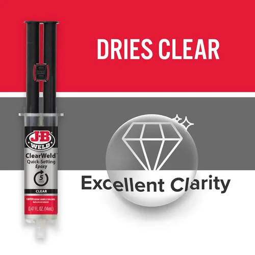 Vista 2 de J-B Weld ClearWeld - Epoxi de 5 minutos, transparente, 0.5 fl oz con mezclador estático, (50114H)