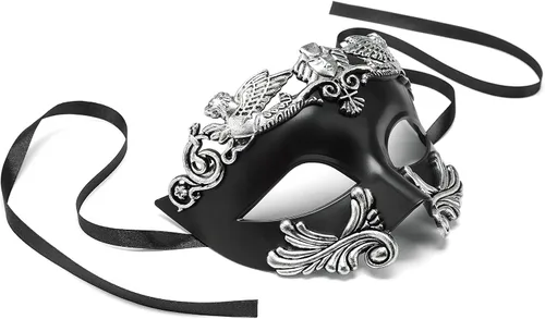 Vista 2 de Máscara de mascarada para hombre, máscara veneciana romana griega para Mardi Gras, baile de máscaras, Halloween, fiesta de graduación