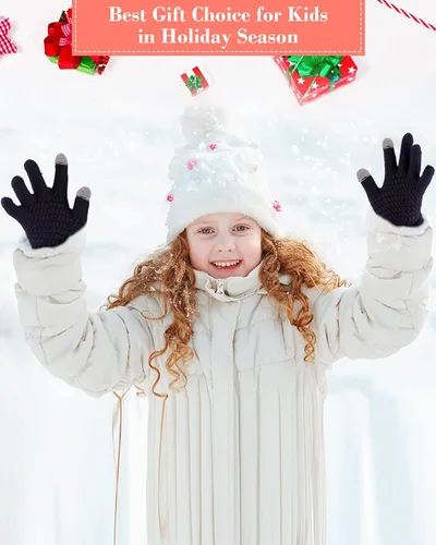 Vista 6 de Coume 4 pares de guantes de punto para pantalla táctil de invierno para niños