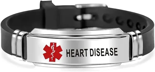 Vista 17 de NanMuc Pulsera de identificación de alerta médica roja de primeros auxilios de emergencia grabada con láser Alerta de salud ajustable pulsera