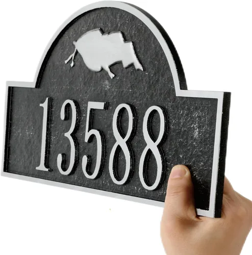 Vista 14 de Placa de dirección personalizada, placa de letrero de número de casa tallada a mano, números de dirección personalizados para entrada exterior