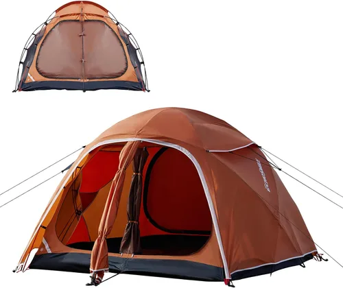 Vista 11 de EchoSmile Tiendas de campaña para camping, tienda impermeable a prueba de viento con múltiples postes, tienda de campaña de cúpula amplia para 3-5
