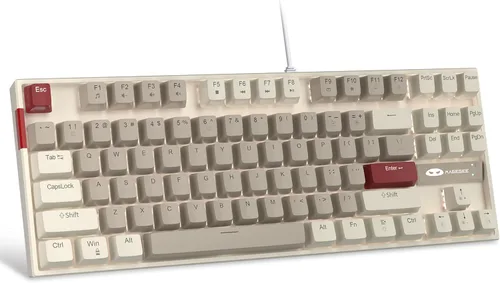 Vista 18 de MageGee - Teclado mecánico para juegos 75%, con interruptor rojo, retroiluminación LED azul, 87 teclas, teclado compacto TKL con cable