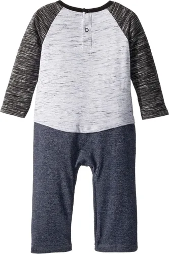 Vista 3 de Mud Pie Conjunto de ropa de juego de una pieza de manga larga de calabaza de Halloween para bebés niños, Gris