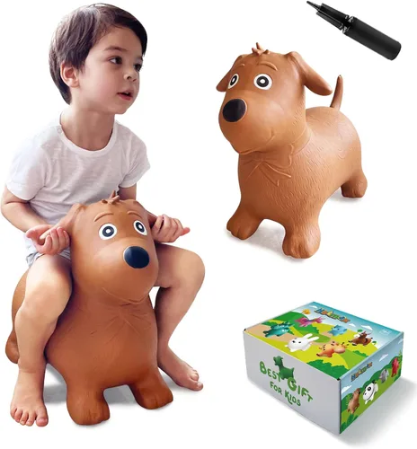 Vista 9 de HotMax Caballo hinchable, tolva inflable de animales que rebotan para niños pequeños o niños, juguetes de salto de goma para niños o niñas, regalo