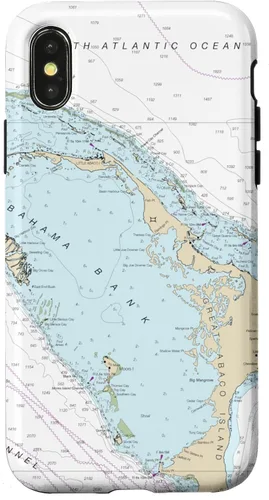 Vista 5 de iPhone 16 Nautical Chart - Abaco Islands, Bahamas, Caribbean Case