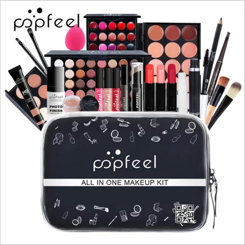 Vista 2 de Juego de regalo de maquillaje todo en uno de 24 unidades Kit para mujer completo esencial cosmético paquete básico incluye paleta de sombra