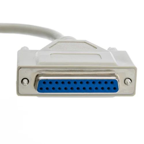 Vista 2 de CableWholesale Cable de extensión serie de 3 pies, DB25 macho a hembra, 28 AWG, 25 conductores, 1:1, beige, macho a hembra para impresora, módems
