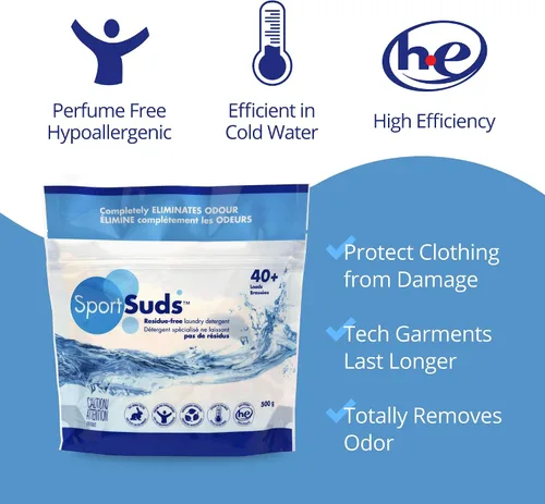 Vista 6 de Sport Suds - Detergente para ropa, bolsa con cierre de 500 g, para más de 40 lavados, SPO500, 1