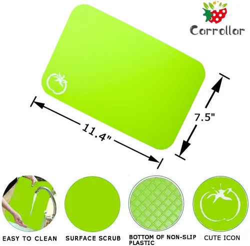 Vista 2 de Alfombrillas Pequeñas y Flexibles de Plástico para Tabla de Cortar, Alfombrillas para Tablas de Cortar con Iconos de Comida, Parte Trasera