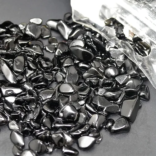 Vista 3 de Piedras preciosas naturales trituradas naturales de 1Ib para incrustaciones de carpintería, medio con bolsa negra