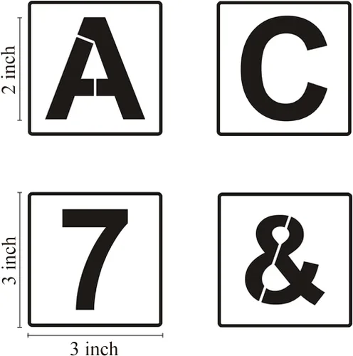 Vista 2 de Plantillas de letras y números del alfabeto de 3 pulgadas, paquete de 40 plantillas de letras y números con letreros para pintar sobre madera