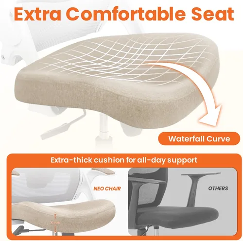Vista 4 de NEO CHAIR Silla de escritorio para oficina y computadora de respaldo alto de malla, asiento para juegos ergonómico ajustable, cómodo