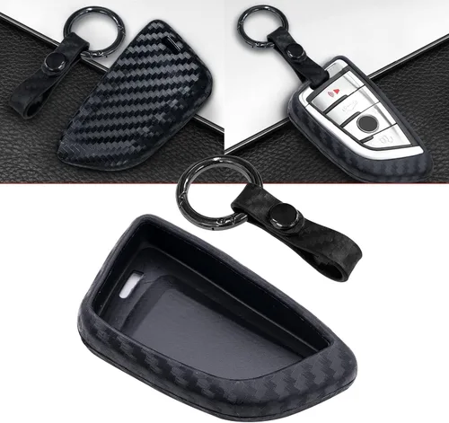 Vista 10 de x xotic tech Carcasa para llavero con patrón de fibra de carbono, color negro brillante, compatible con BMW 1 2 5 7 M Series X1 X3 X4 X5 X6 X7 Z4 M3