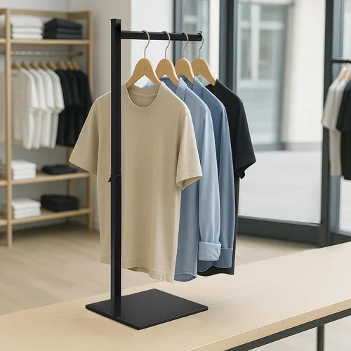 Vista 2 de Clothing Display Rack, 21-36 Inch Adjustable Garment Stand, Black, 1 Pack Negro