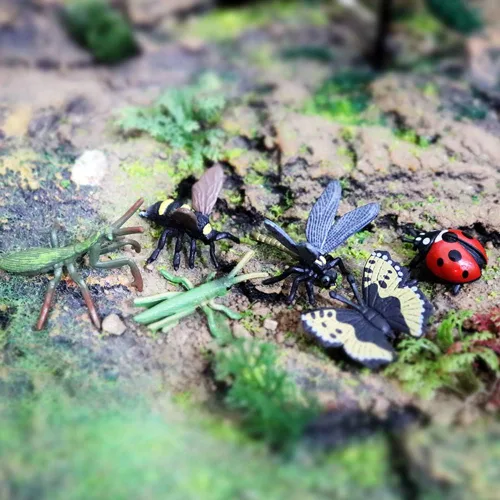 Vista 5 de RCOMG Juego de 12 figuras de insectos realistas de plástico, animales de vida silvestre, juguetes falsos para Halloween, fiesta, proyecto escolar