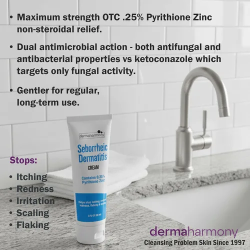 Vista 2 de Dermaharmony Crema para dermatitis seborreica, 3 onzas líquidas (1 tubo) - Alivia la picazón de la piel y el cuero cabelludo, la irritación