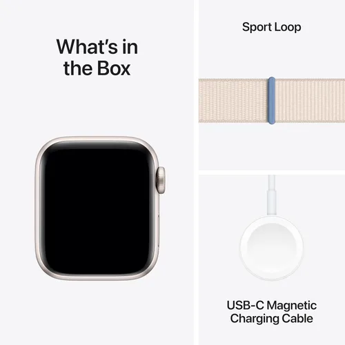 Vista 6 de Apple Watch SE (2ª generación) [GPS 1.575 in] Smartwatch con caja de aluminio Starlight con bucle deportivo Starlight. Monitor de fitness y sueño