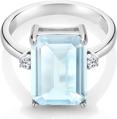 Vista 2 de Gem Stone King - Anillo de plata de ley 925 con topacio blanco y esmeralda de 9,43 quilates