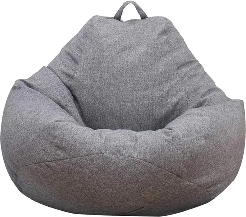 Vista 9 de Funda de sofá para silla tipo puf (sin relleno), tumbona perezosa, respaldo alto, bolsa de puf grande de almacenamiento para adultos y niños, sin