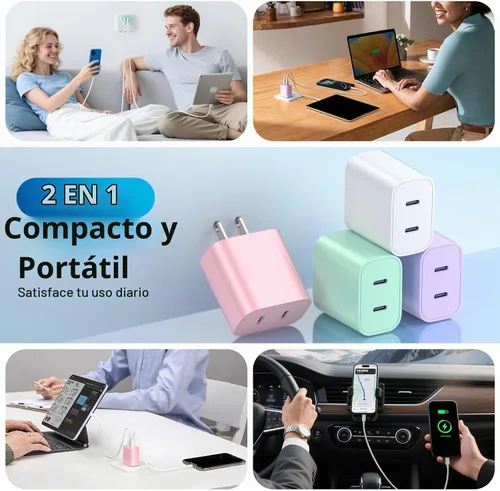 Vista 7 de Bloque de cargador USB C para iPhone 17 16 15 Bloque de carga rápida